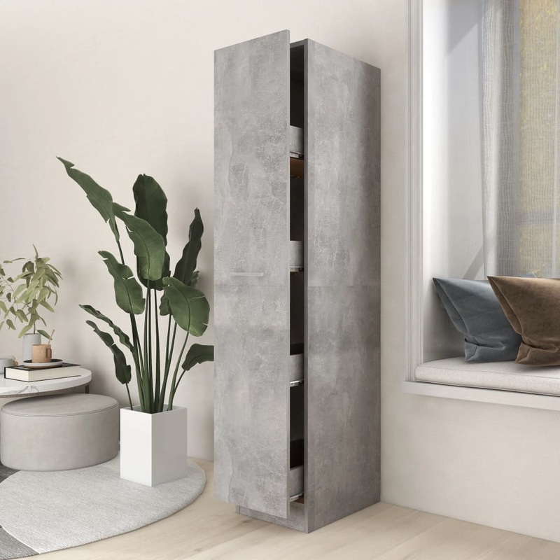 Berkfield Apothecary Cabinet Concrete Grey 30×42.5×150 cm Engineered Wood