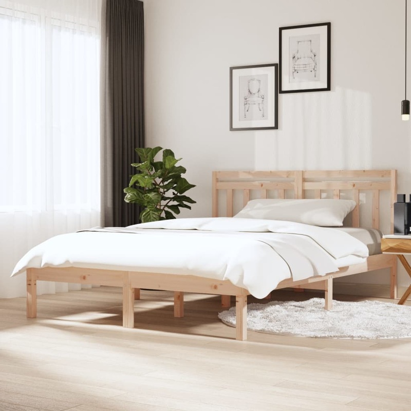 Berkfield Bed Frame 135×190 cm Double Solid Wood
