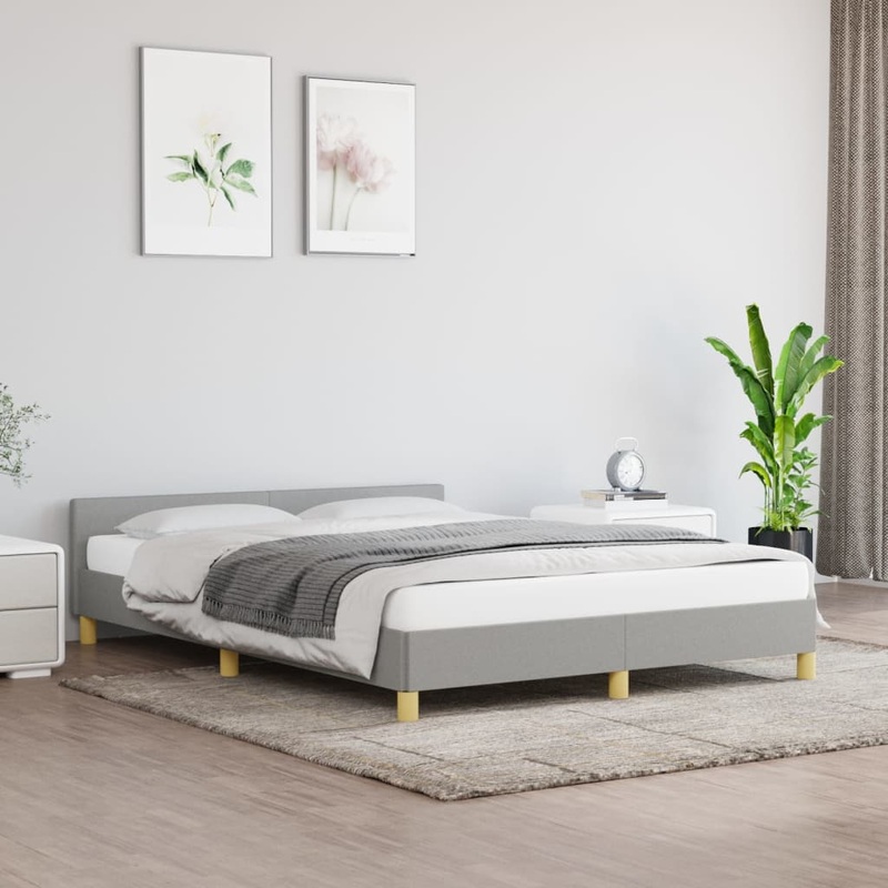Berkfield Bed Frame with Headboard Light Grey 180x200cm 6FT Super King Fabric