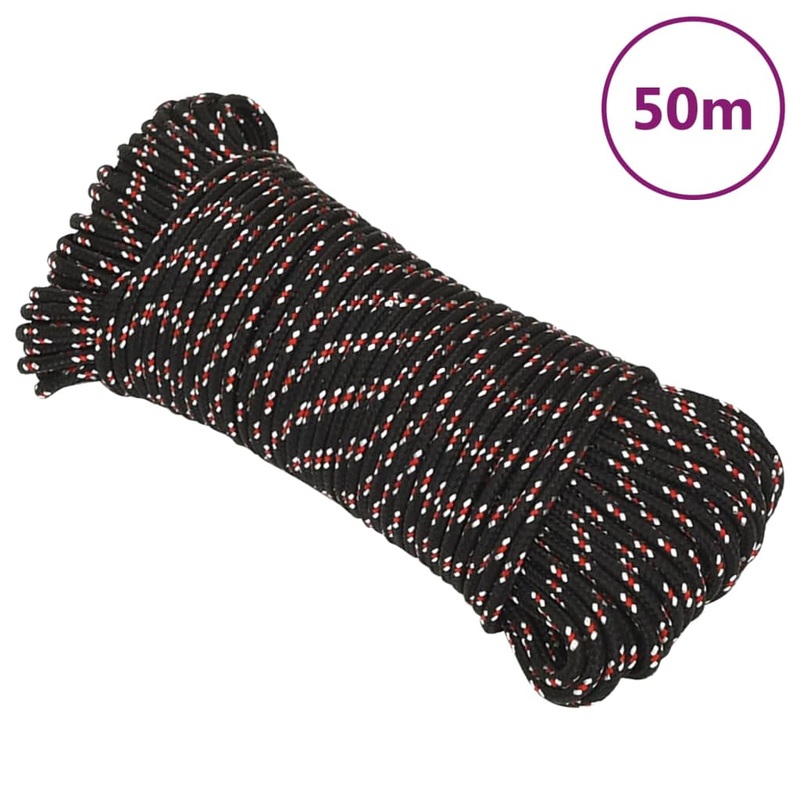 Berkfield Boat Rope Black 3 mm 50 m Polypropylene
