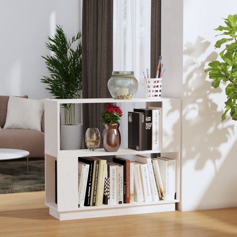 Berkfield Book Cabinet/Room Divider White 80x25x70 cm Solid Wood Pine