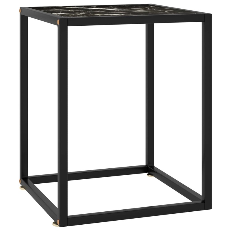 Berkfield Coffee Table Black with Black Marble Glass 40x40x50 cm