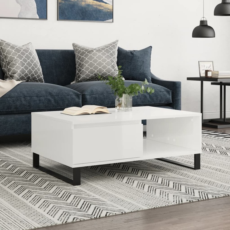 Berkfield Coffee Table High Gloss White 90x60x35 cm Engineered Wood