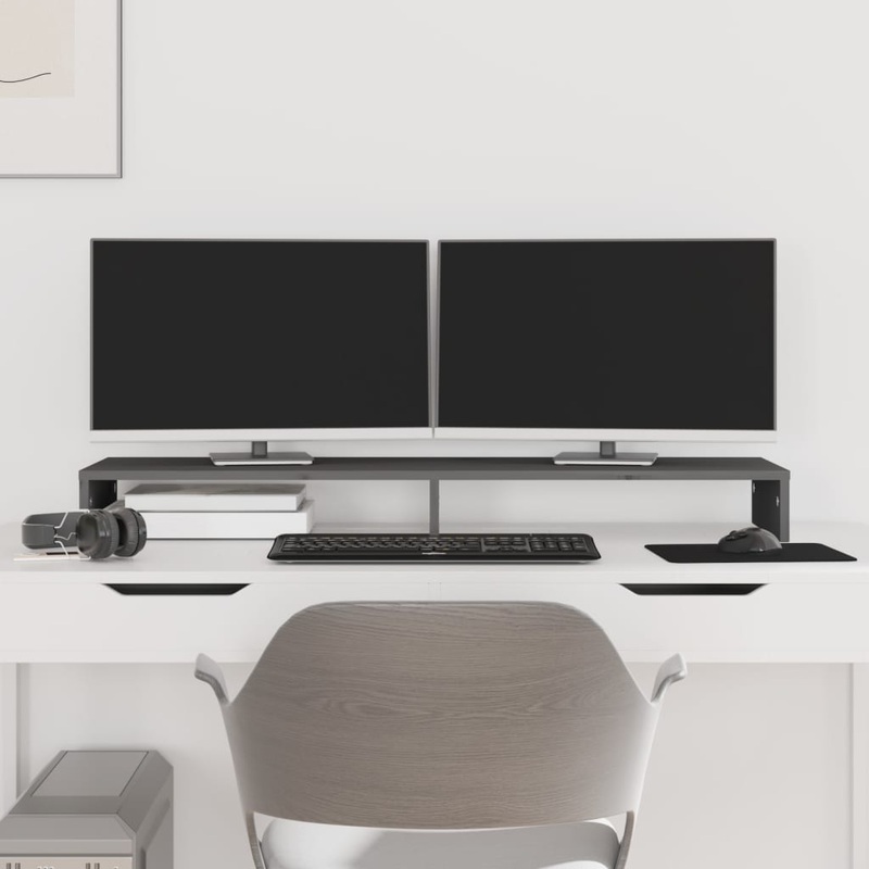 Berkfield Monitor Stand Grey 100x27x10 cm Solid Wood Pine
