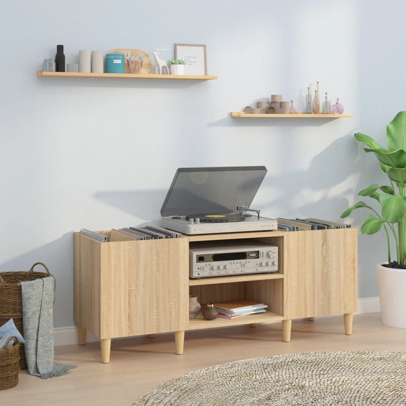Berkfield Record Cabinet Sonoma Oak 121x38x48 cm Engineered Wood