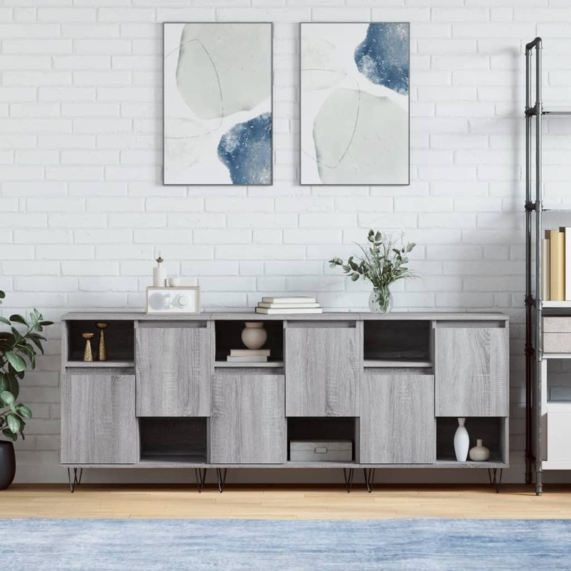 Berkfield Sideboards 3 pcs Grey Sonoma Engineered Wood