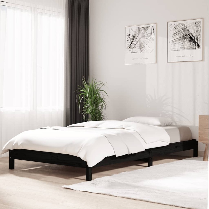 Berkfield Stack Bed Black 80×200 cm Solid Wood Pine