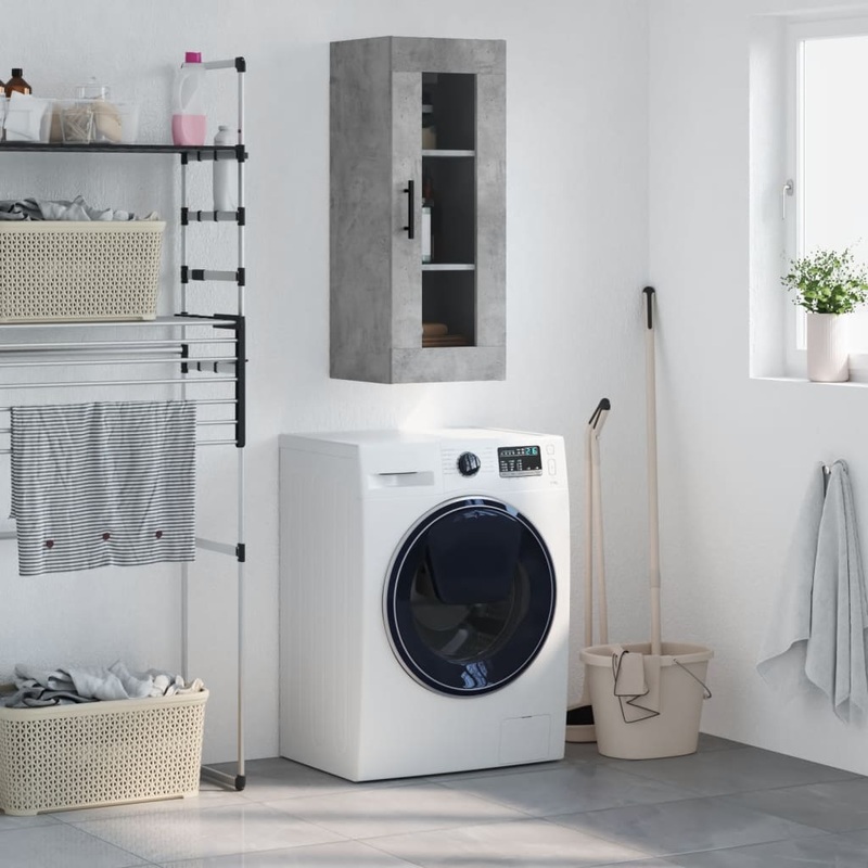 Berkfield Wall Mounted Cabinet Concrete Grey 34.5x34x90 cm