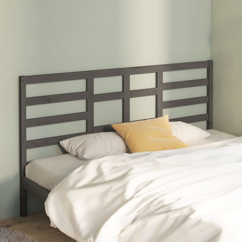 Berkfield Bed Headboard Grey 206x4x104 cm Solid Wood Pine