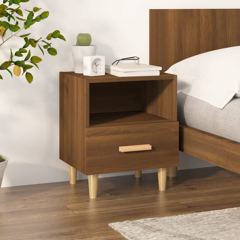 Berkfield Bedside Cabinet Brown Oak 40x35x47 cm