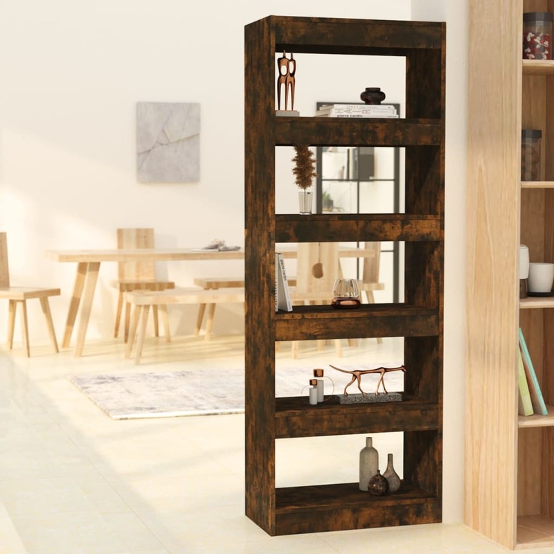 Berkfield Book Cabinet/Room Divider Smoked Oak 60x30x166 cm Engineered Wood