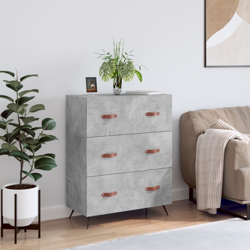 Berkfield Chest of Drawers Concrete Grey 69.5x34x90 cm Engineered Wood