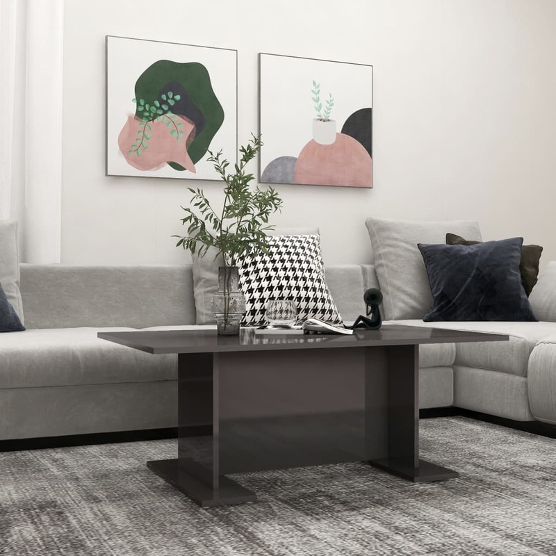 Berkfield Coffee Table High Gloss Grey 103.5x60x40 cm Engineered Wood