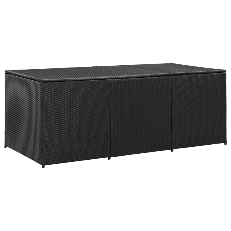 Berkfield Garden Storage Box Poly Rattan 180x90x70 cm Black