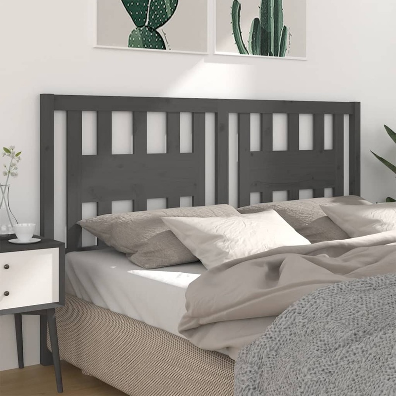 Berkfield Headboard Grey 146x4x100 cm Solid Wood Pine