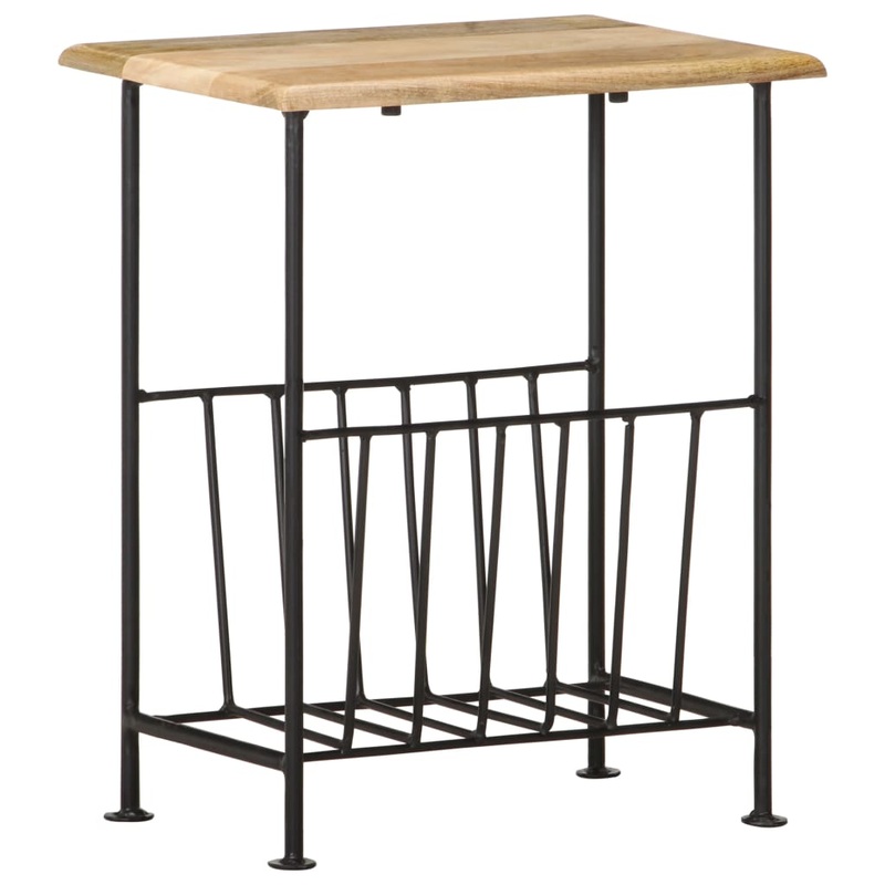 Berkfield Magazine Rack 40x30x50 cm Solid Mango Wood and Steel