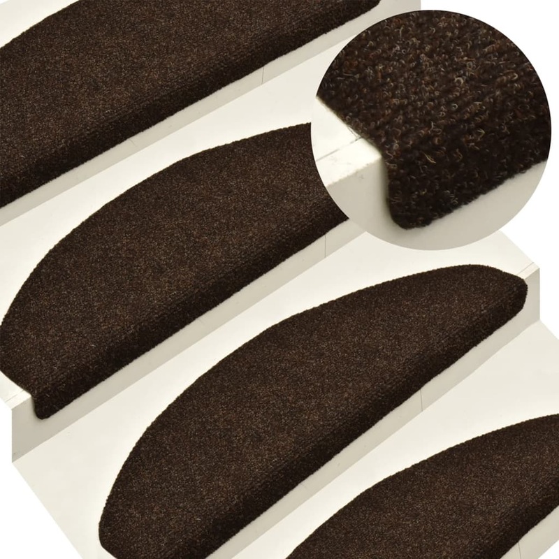 Berkfield Self-adhesive Stair Mats 5 pcs Brown 65x21x4 cm Needle Punch