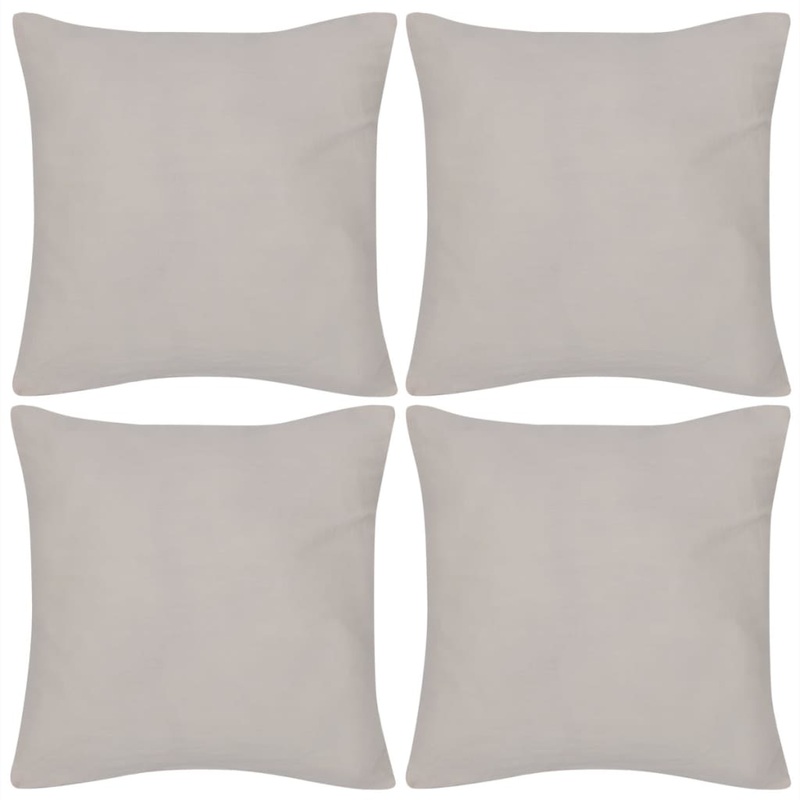 4 Beige Cushion Covers Cotton 40 x 40 cm