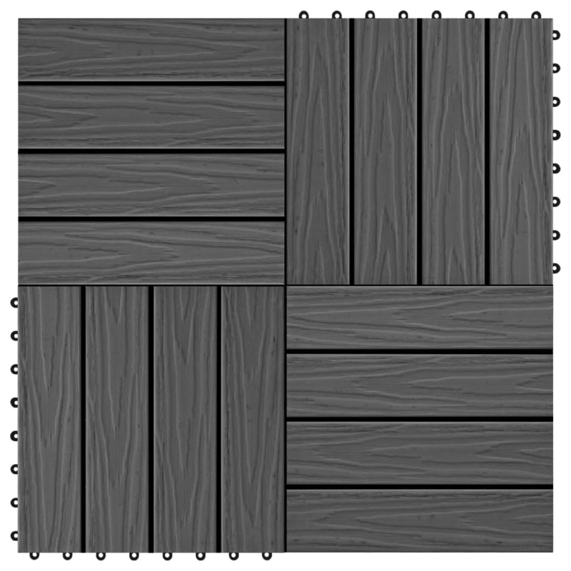 Berkfield 11 pcs Decking Tiles Deep Embossed WPC 30×30 cm 1 sqm Black
