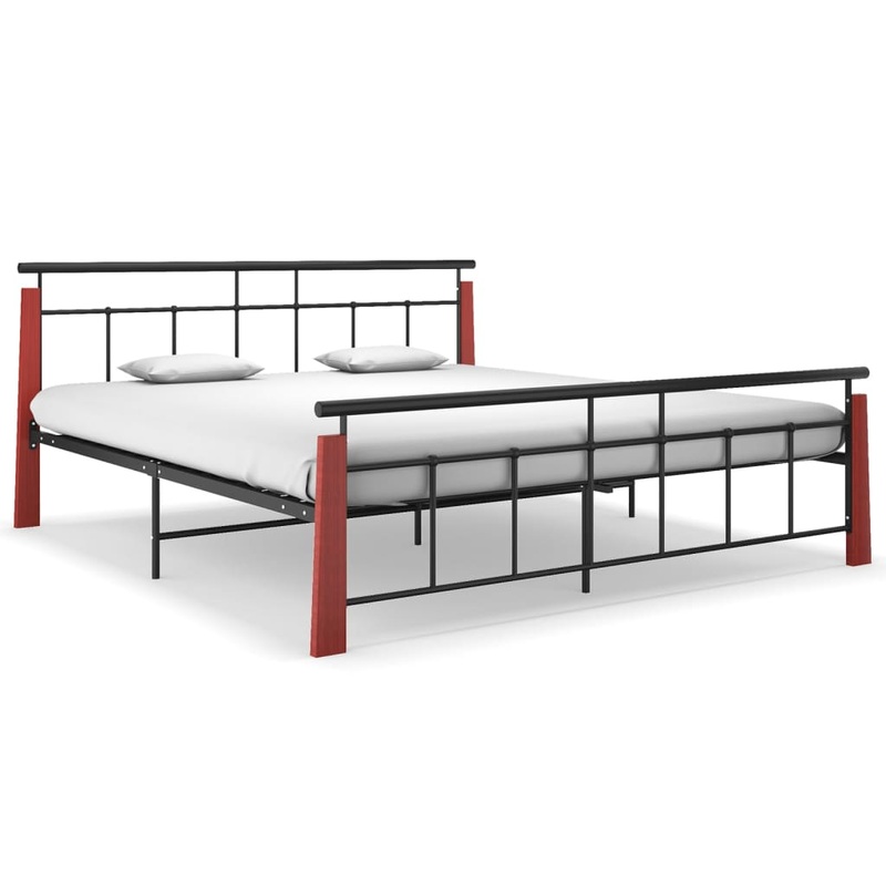 Berkfield Bed Frame Metal and Solid Oak Wood 180×200 cm 6FT Super King