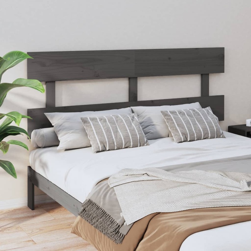 Berkfield Bed Headboard Grey 164x3x81 cm Solid Wood Pine