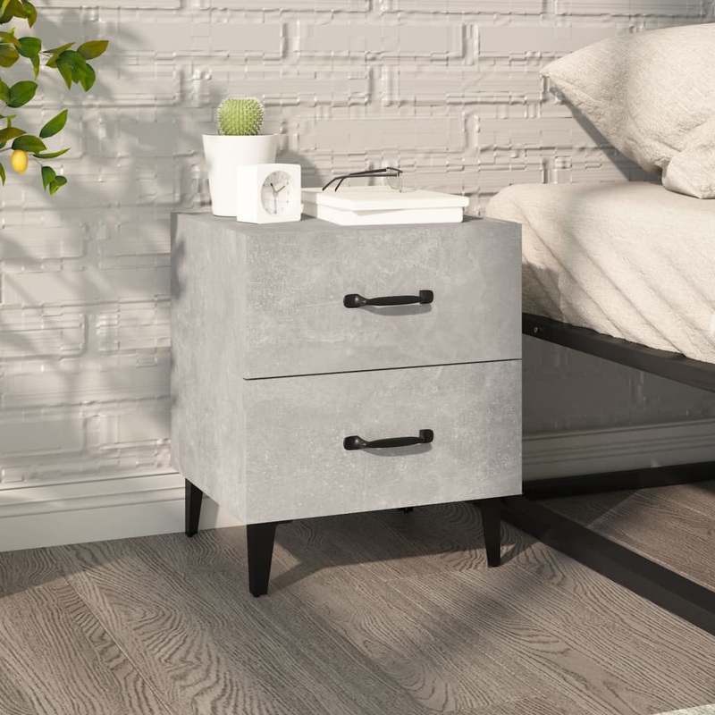 Berkfield Bedside Cabinet Concrete Grey 40x35x47.5 cm