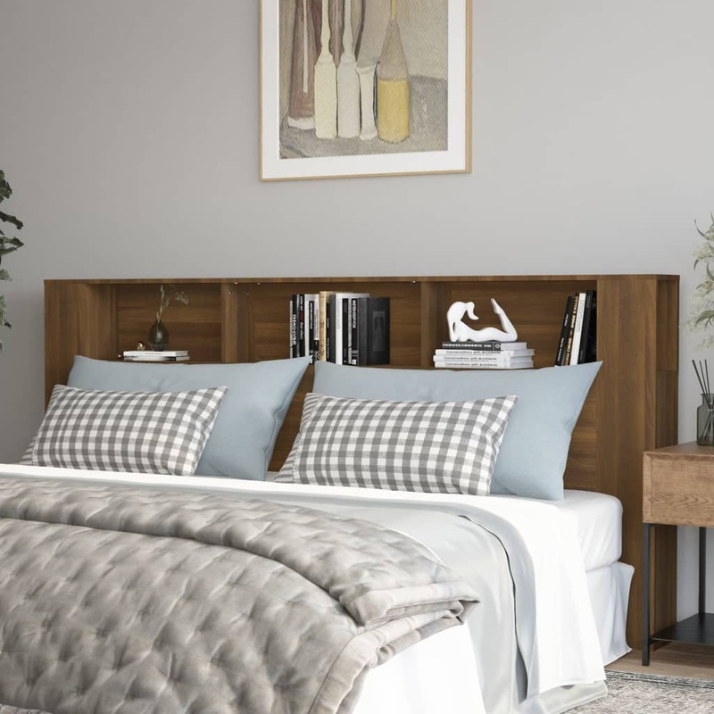 Berkfield Headboard Cabinet Brown Oak 220×18.5×104.5 cm