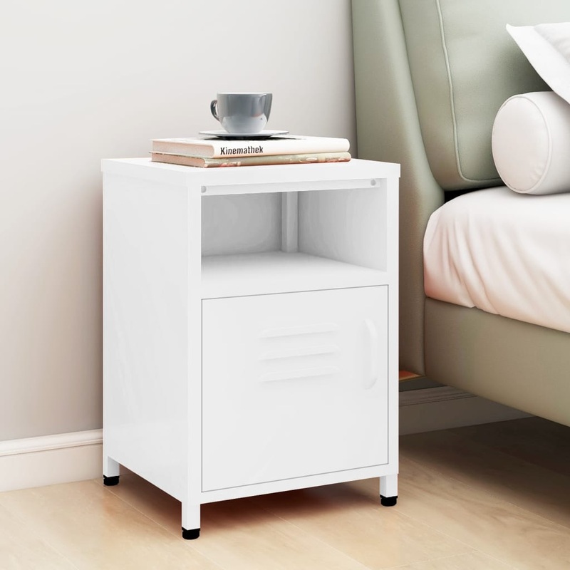 Berkfield Nightstand White 35x35x51 cm Steel