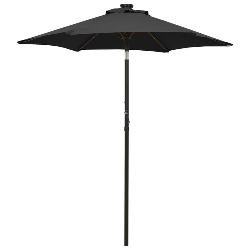 Berkfield Parasol with LED Lights Black 200×211 cm Aluminium