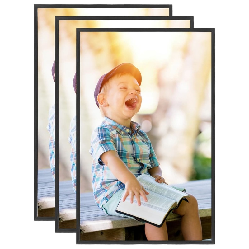 Berkfield Photo Frames Collage 3 pcs for Table Black 10×15 cm MDF