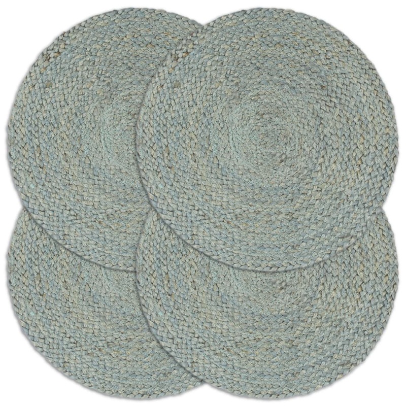 Berkfield Placemats 4 pcs Plain Olive Green 38 cm Round Jute