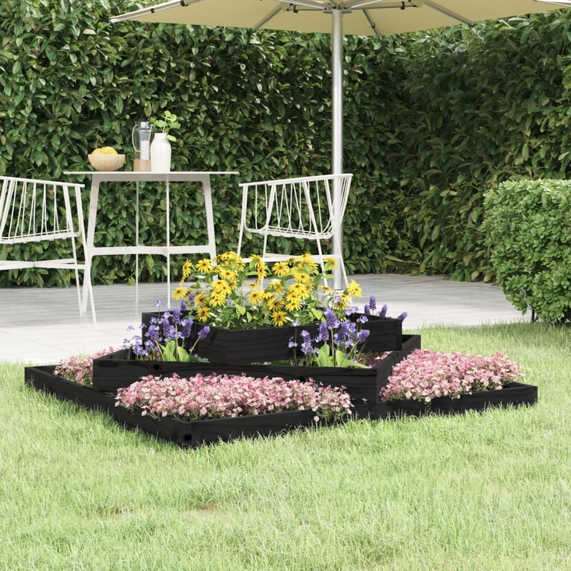 Berkfield Planter Black 112x112x27 cm Solid Wood Pine