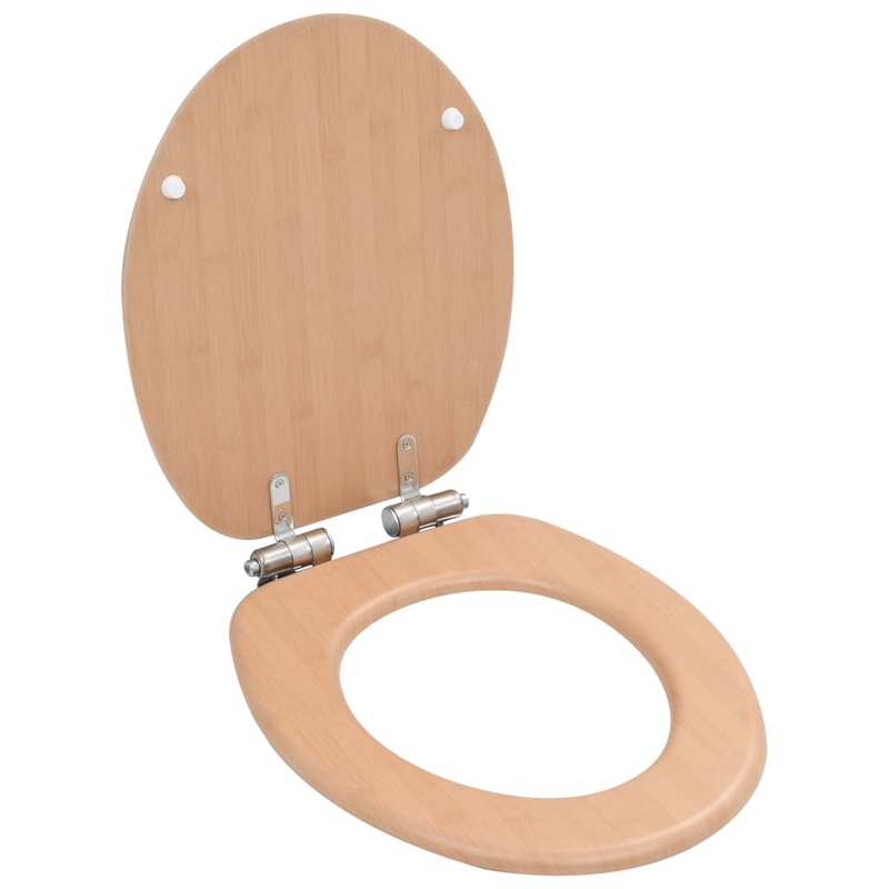 Berkfield WC Toilet Seat with Soft Close Lid MDF Bamboo Design