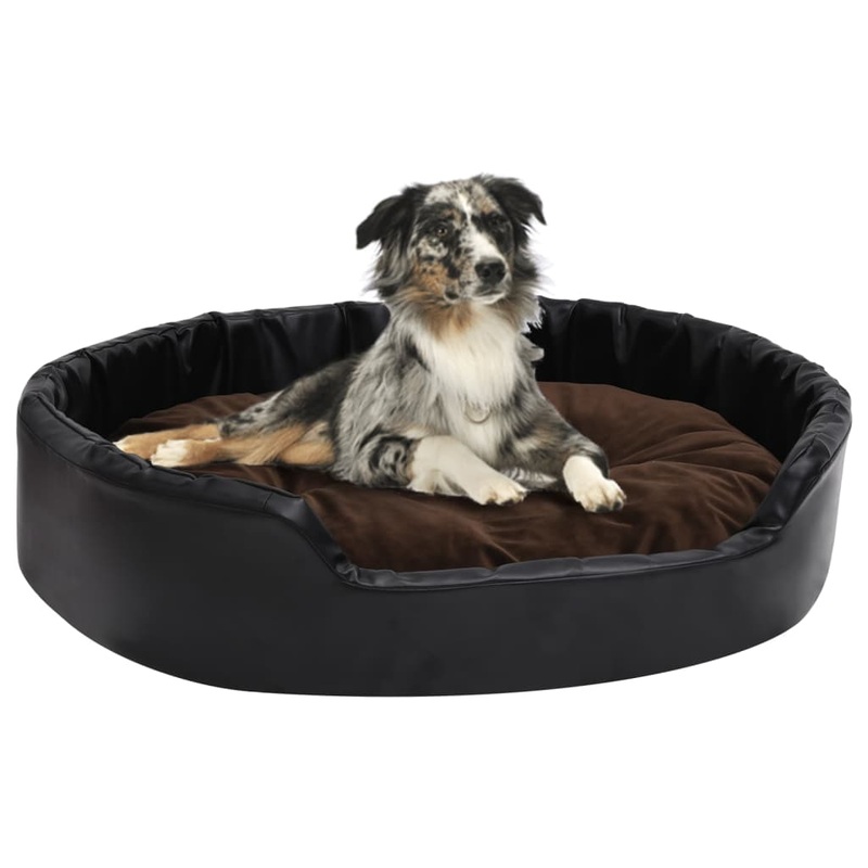 Berkfield Dog Bed Black and Brown 90x79x20 cm Plush and Faux Leather