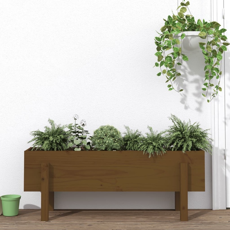 Berkfield Garden Raised Bed Honey Brown 101x30x38 cm Solid Wood Pine