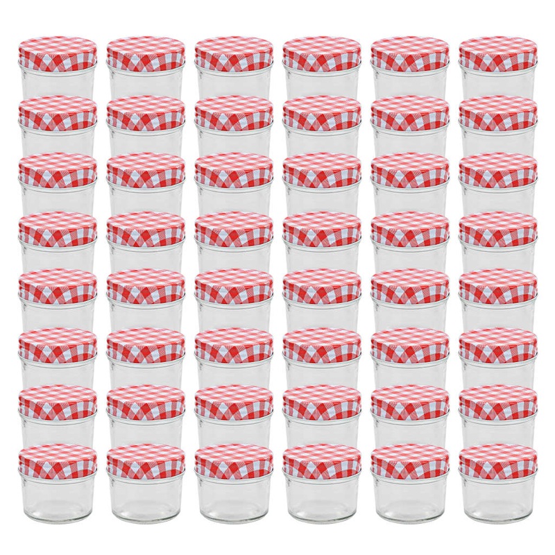 Berkfield Glass Jam Jars with White and Red Lids 48 pcs 110 ml