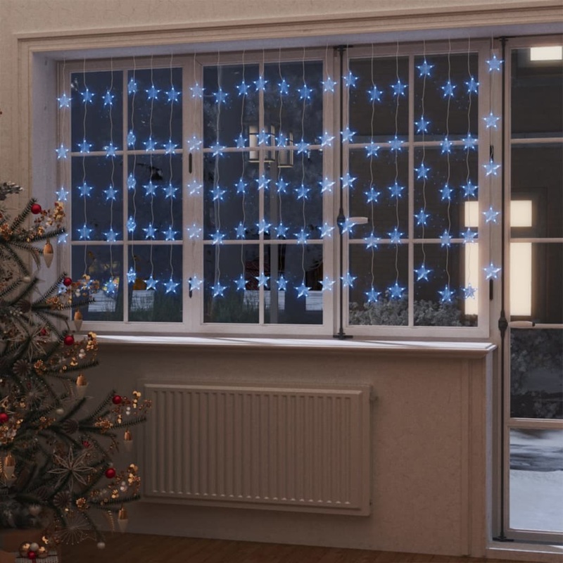 Berkfield LED Star Curtain Fairy Lights 500 LED Blue 8 Function