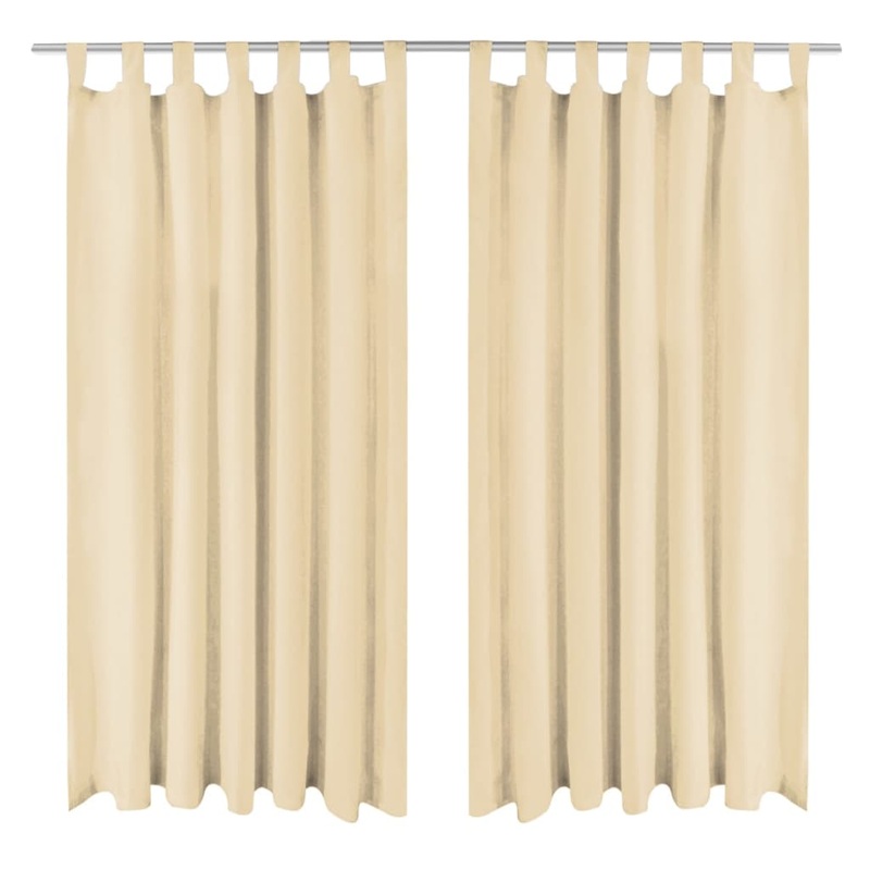 Berkfield Micro-Satin Curtains 2 pcs with Loops 140×245 cm Beige