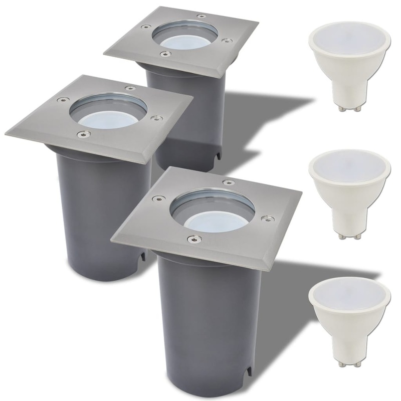 Berkfield Outdoor LED Ground Lights 3 pcs Square