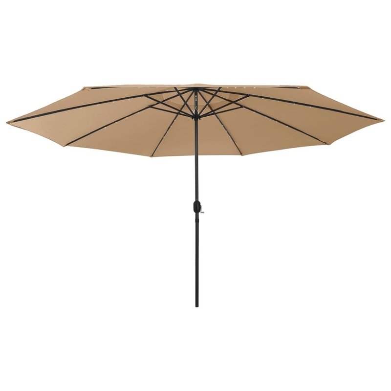Berkfield Outdoor Parasol with LED Lights and Metal Pole 400 cm Taupe