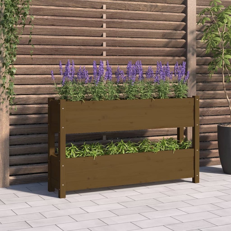 Berkfield Planter Honey Brown 112x25x66 cm Solid Wood Pine