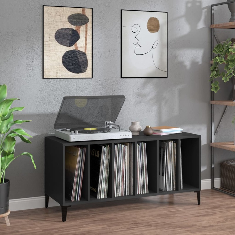Berkfield Record Cabinet Black 100x38x48 cm Engineered Wood