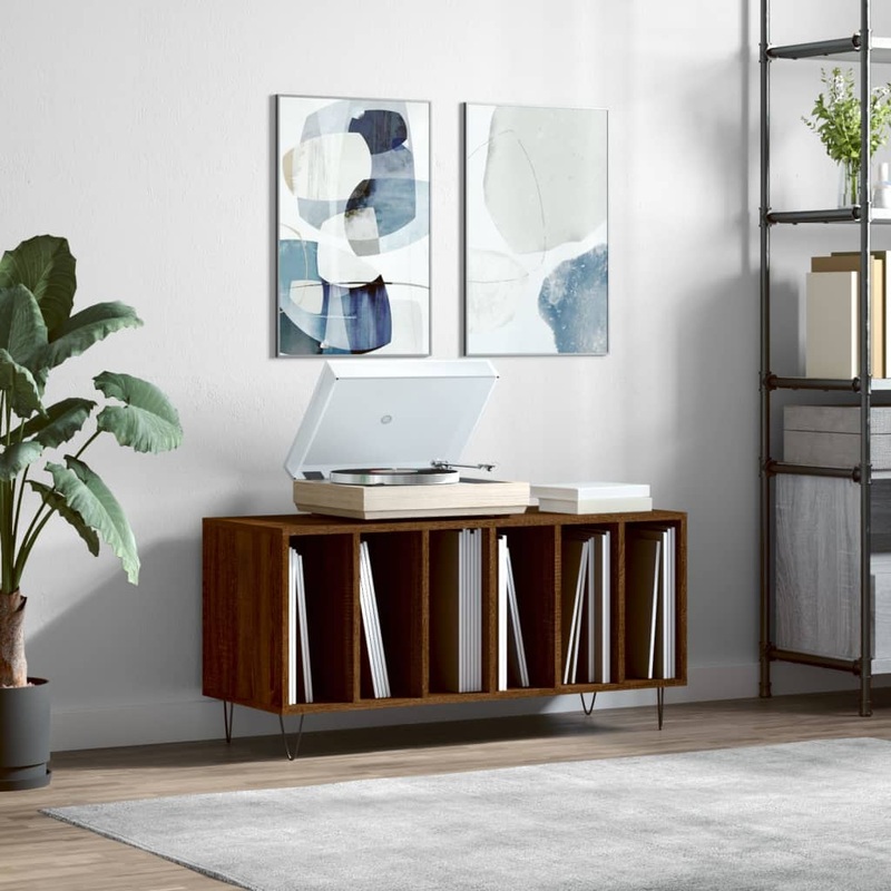 Berkfield Record Cabinet Brown Oak 100x38x48 cm Engineered Wood