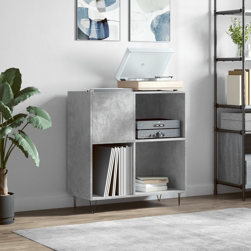 Berkfield Record Cabinet Concrete Grey 84.5x38x89 cm Engineered Wood