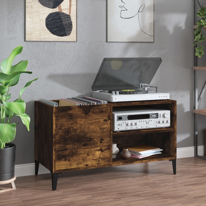 Berkfield Record Cabinet Smoked Oak 84.5x38x48 cm Engineered Wood