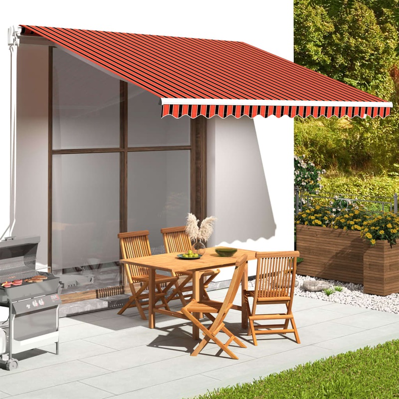 Berkfield Replacement Fabric for Awning Orange and Brown 4×3.5 m