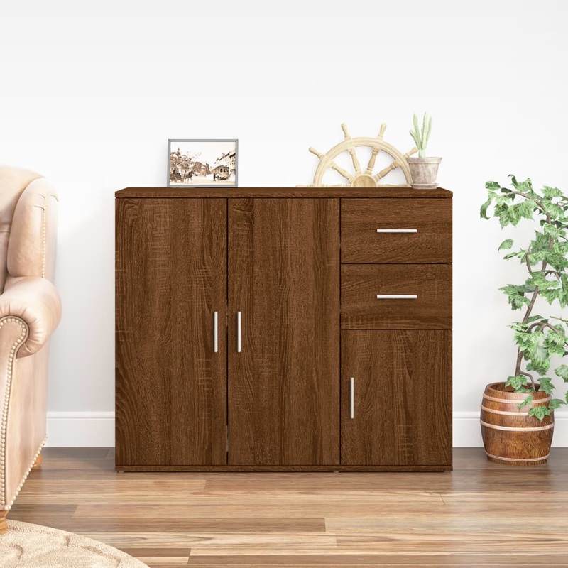 Berkfield Sideboard Brown Oak 91×29.5×75 cm Engineered Wood