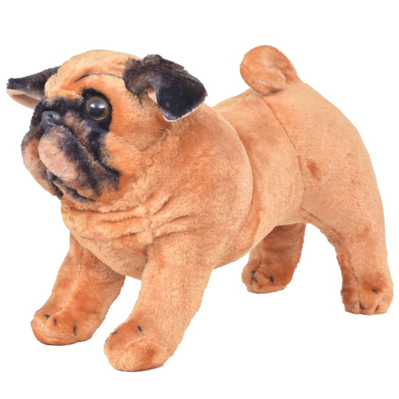 Berkfield Standing Plush Toy Pug Dog Light Brown XXL