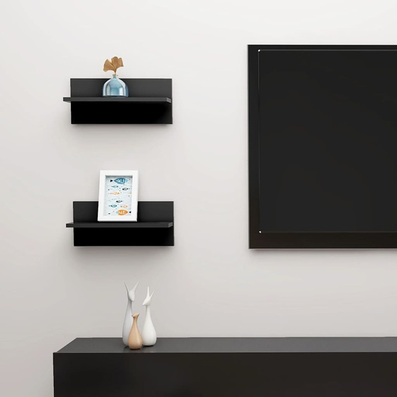 Berkfield Wall Shelf 2 pcs Black 40×11.5×18 cm Engineered Wood