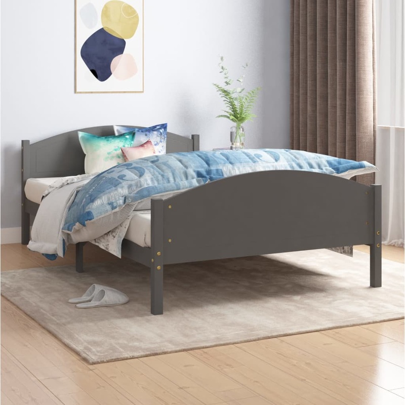 Berkfield Bed Frame Dark Grey Solid Pine Wood 120×200 cm
